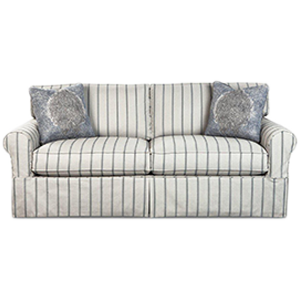 White stripped two seater sofa with two cushions