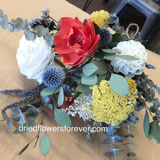 Forever Red Rose Hand Tied Bouquet - Dried Flowers Forever