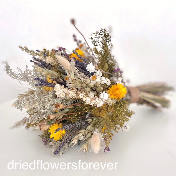 Yellow Vintage Wedding Bouquet Dried Flowers Forever