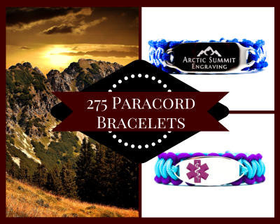 Micro Paracord Bracelet with Engraved Stainless Steel Oval ID Tag No