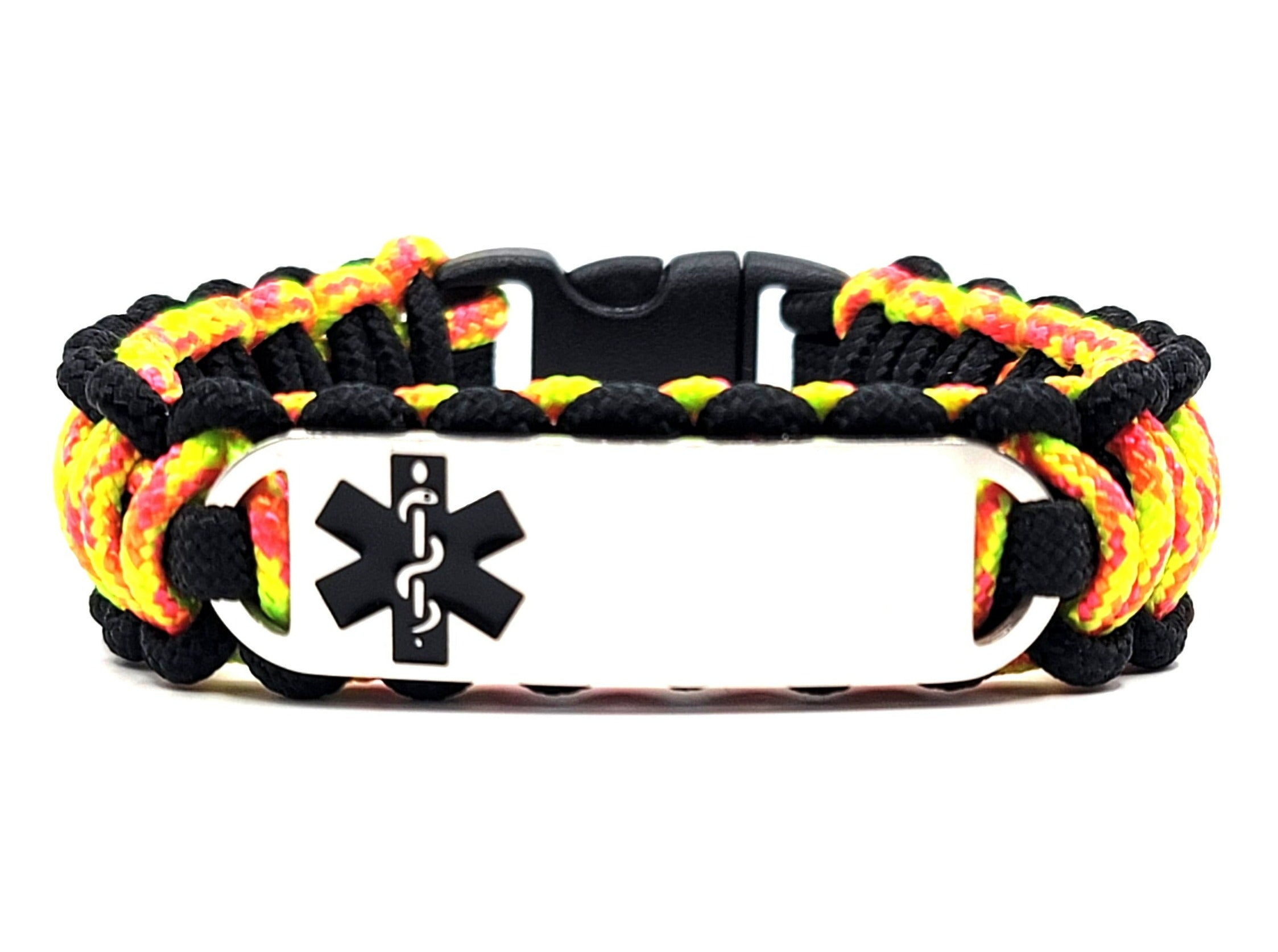 275 Paracord Bracelet with Engraved Stainless Steel Medical Alert ID T