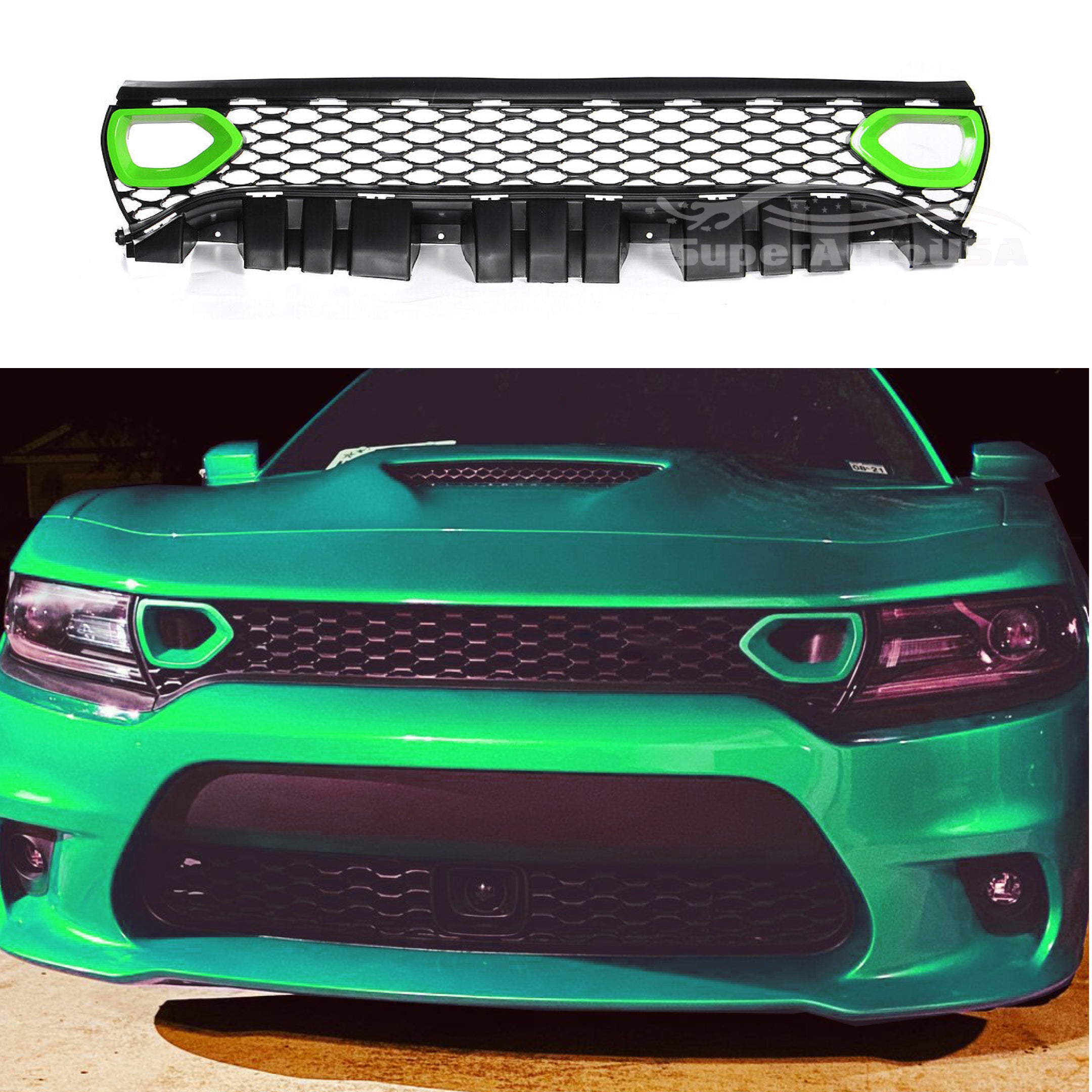FOR 2015-22 CHARGER SRT STYLE MESH Front Grille w/ LED DRL
