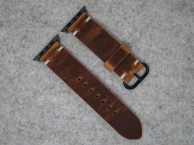 Horween English Tan Dublin - Apple Watch Band | Threaded Leather Co.