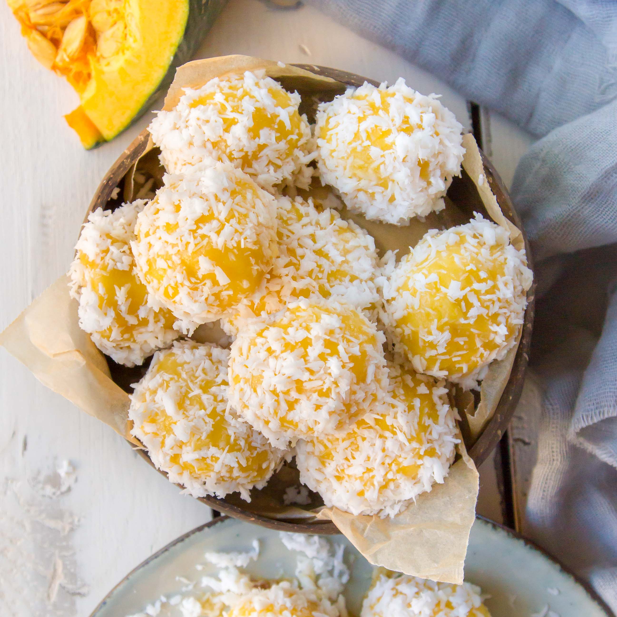 Pumpkin Mochi Balls Onde Onde Coconut Bowls Australia