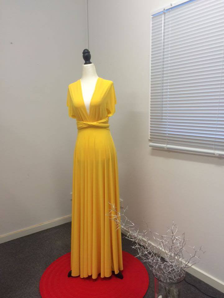 golden yellow infinity dress