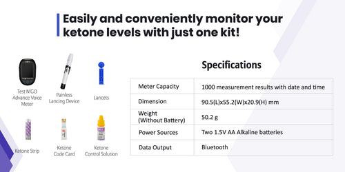 FORA Test N'GO Advance Voice Blood Ketone Testing Kit-10 KETONE Strips –  ForaCare Inc.