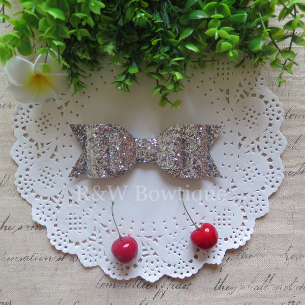 Silver Glitter Fabric Oversize Hair Bow