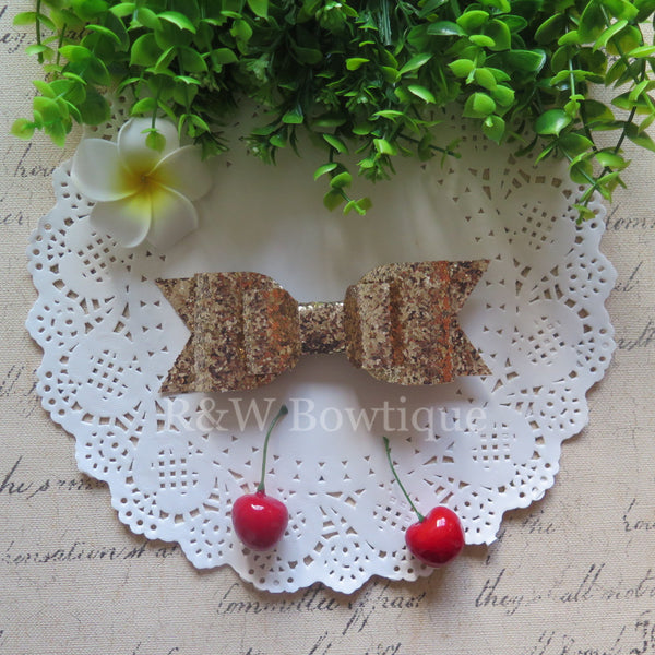 Pale Gold Glitter Fabric Oversize Hair Bow