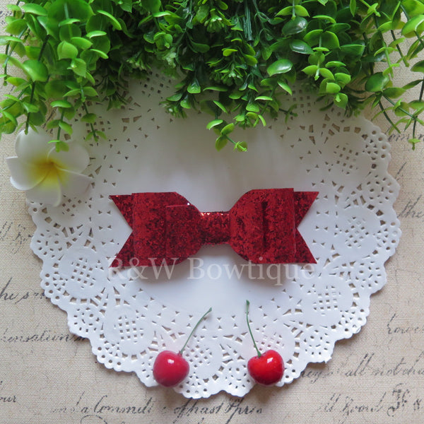 Red Glitter Fabric Oversize Hair Bow