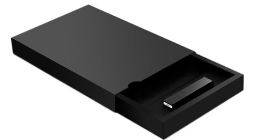 Black box with black sleeve with a USB insert
