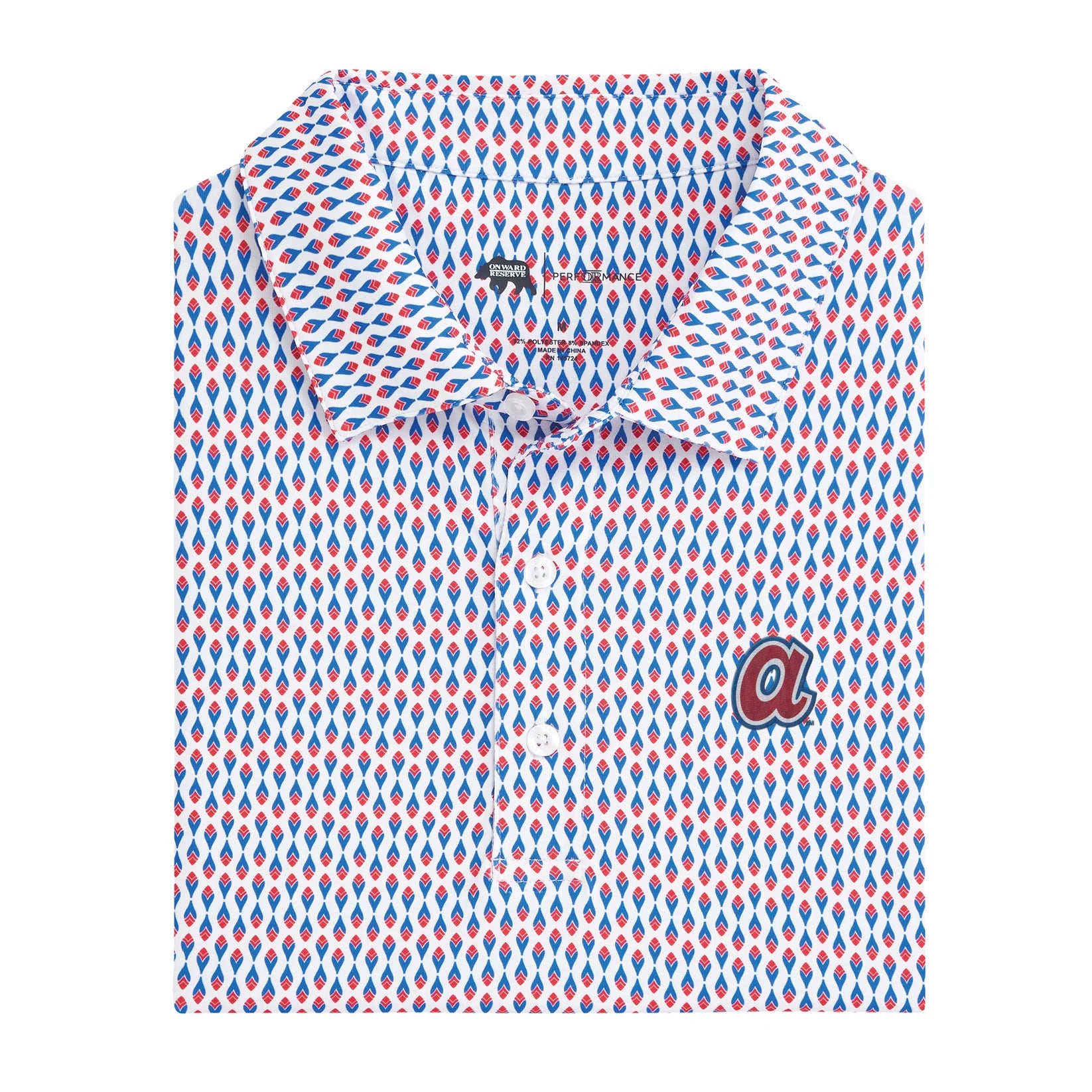 ATLANTA BRAVES COOPERSTOWN FEATHER PRINTED PERFORMANCE POLO WHITE