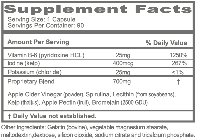 Ultimate ACV Apple Cider Vinegar Supplement Facts and Ingredients