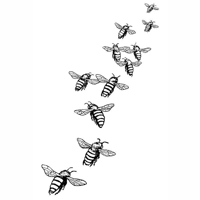 Flying Bees 1605G - Beeswax Rubber Stamps