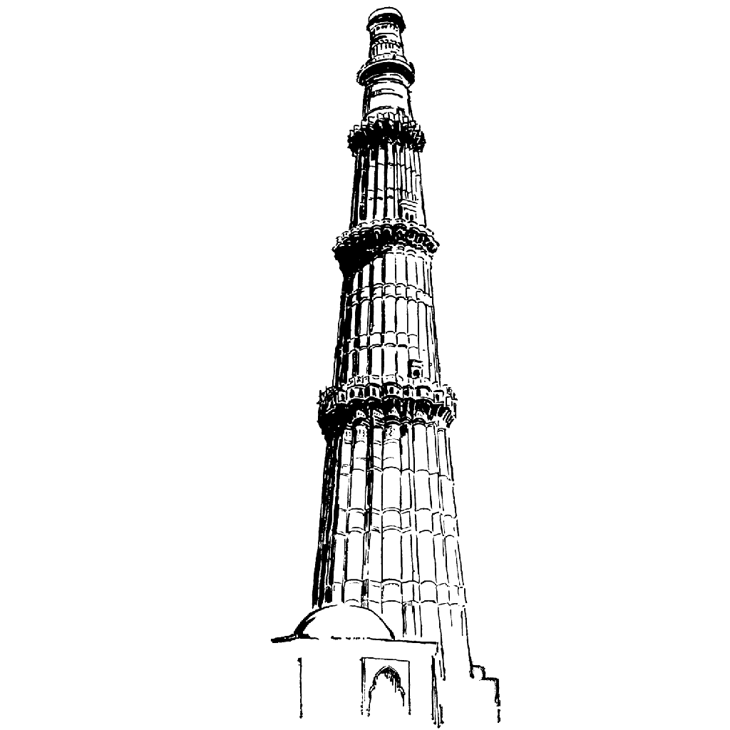New Qutub Minar Sketch Drawing for Kindergarten
