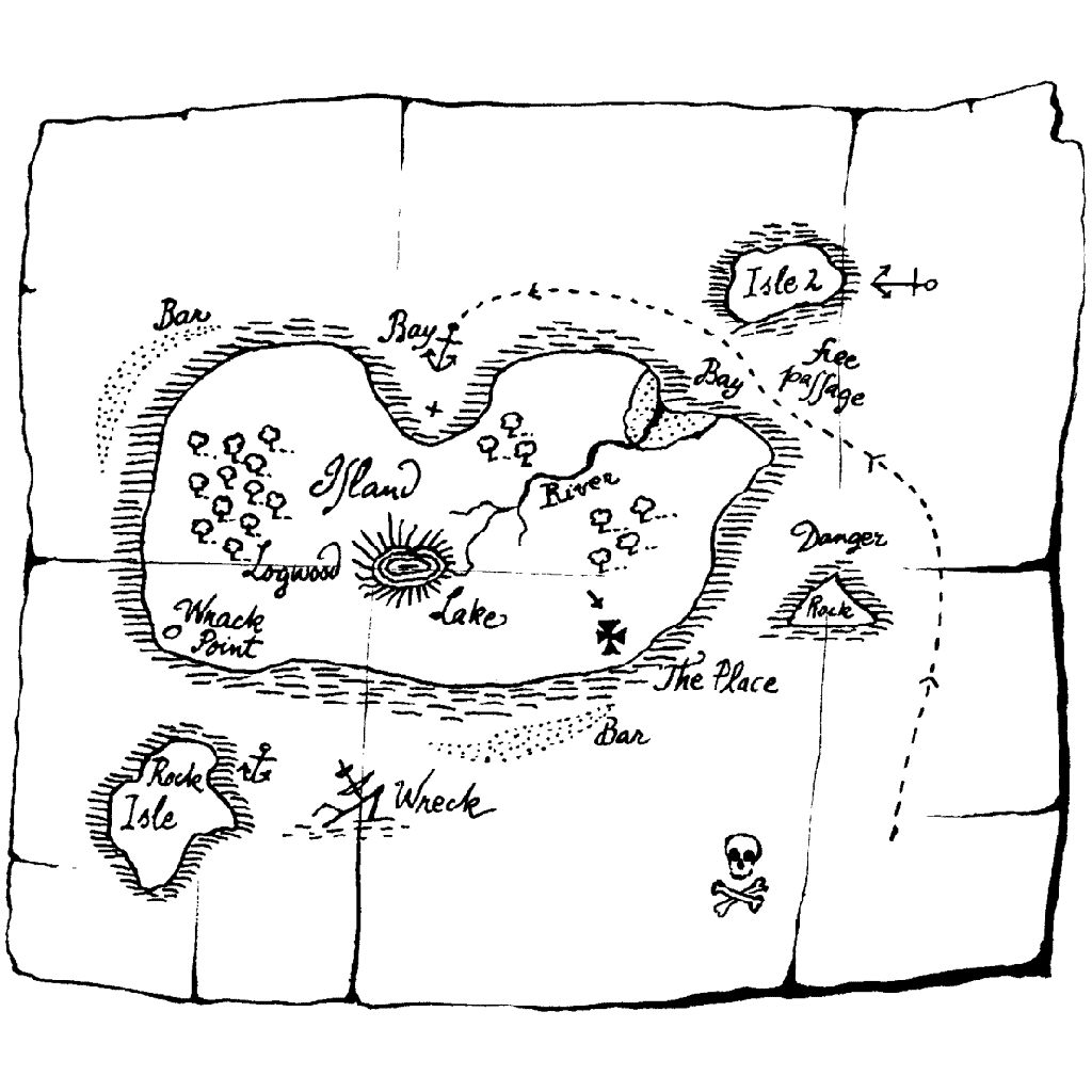 Пиратская карта сокровищ рисунок