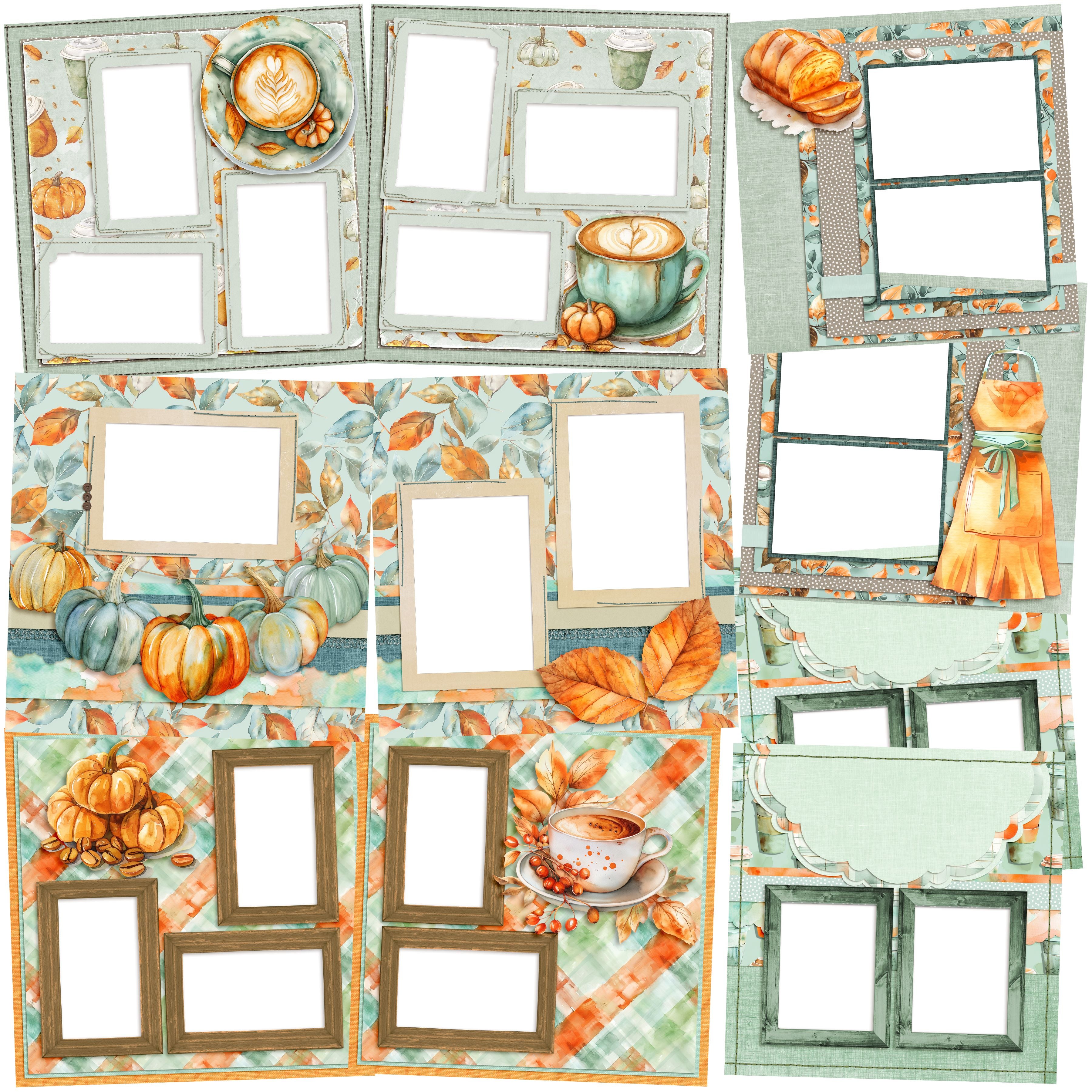 Pumpkin Latte EZ Quick Pages - Digital Bundle - 10 Digital Scrapbook Pages - INSTANT DOWNLOAD
