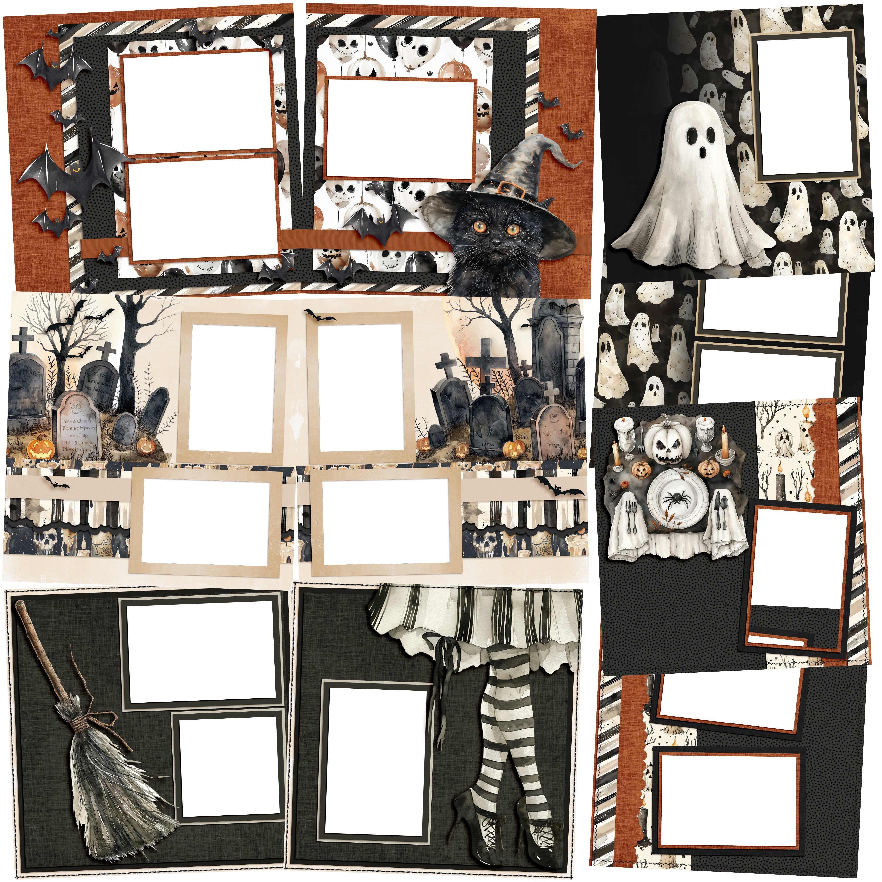 Spooky Season EZ Quick Pages - Digital Bundle - 10 Digital Scrapbook Pages - INSTANT DOWNLOAD