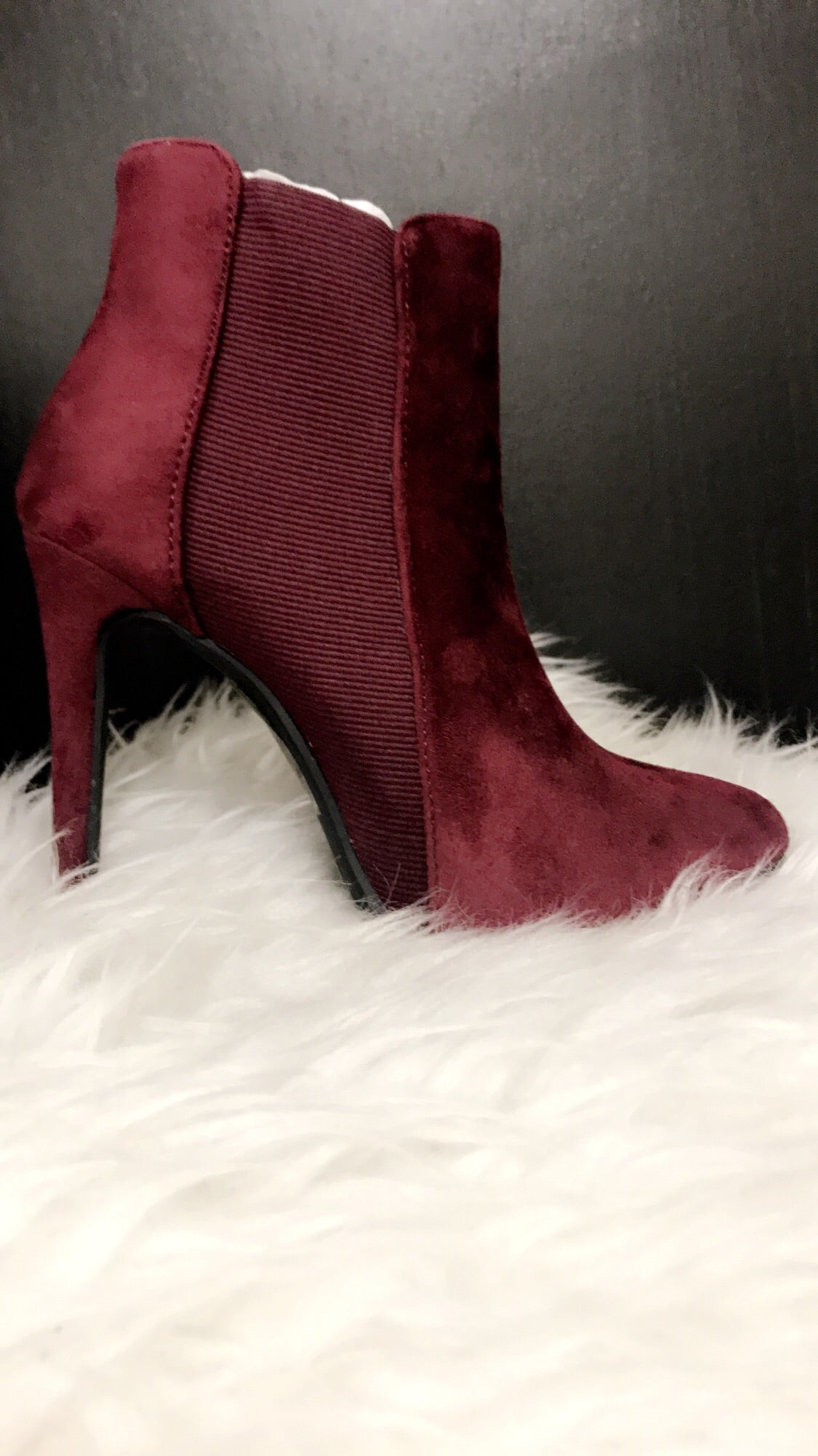 wine suede booties