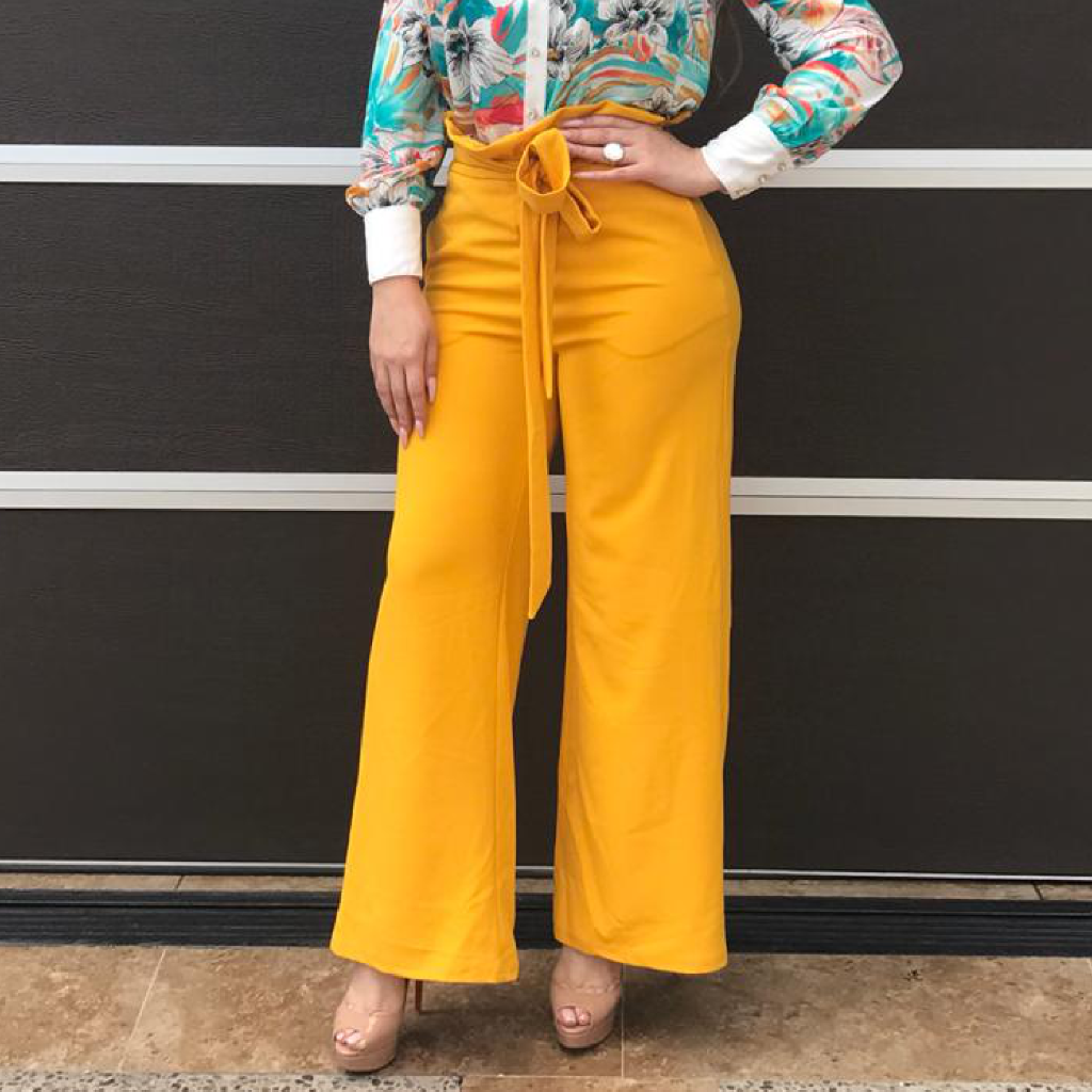 yellow high waisted pants