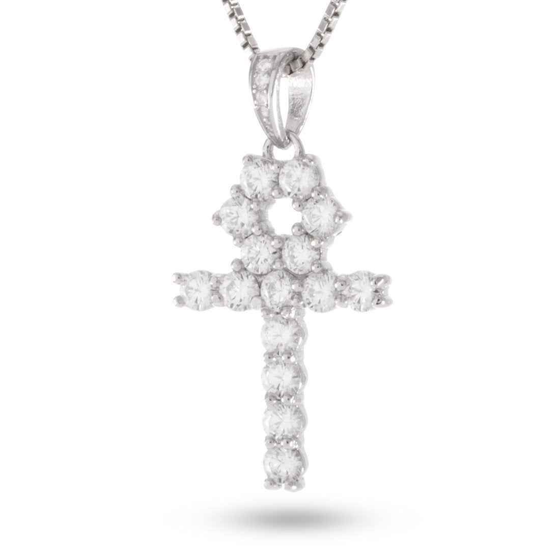 The Sterling Silver Micro Ankh Cross - Silver White Gold