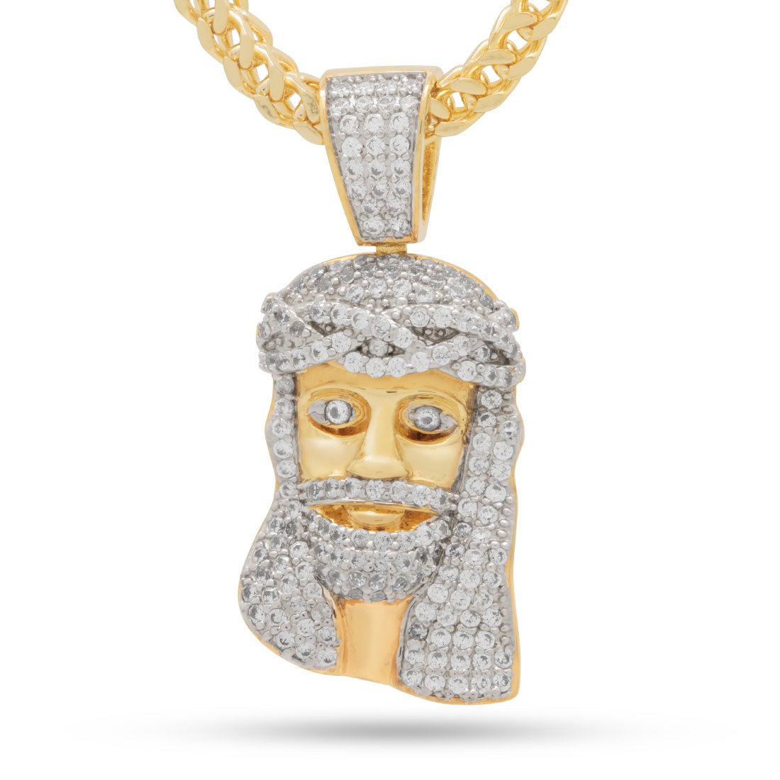 Two-Tone Jesus Necklace small 14K/White Gold / 1.3"