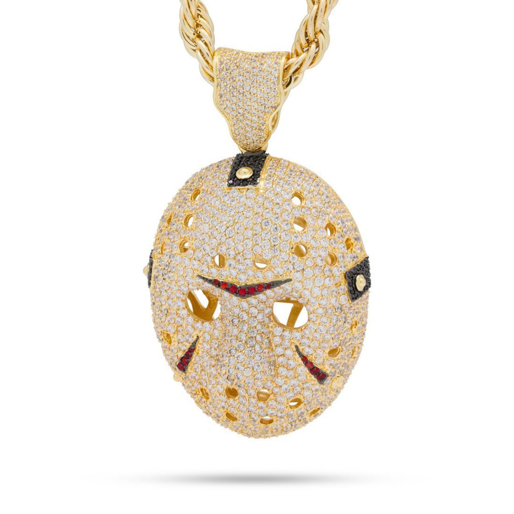 Jewelry  Jason Mask Pendant Iced Out With Pink Diamonds 14k