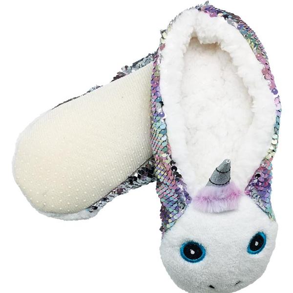 unicorn sequin slippers
