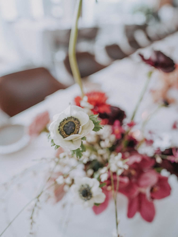 Artful Autumnal Color Palette Table Floral Centerpiece at Artemis Singapore Wedding