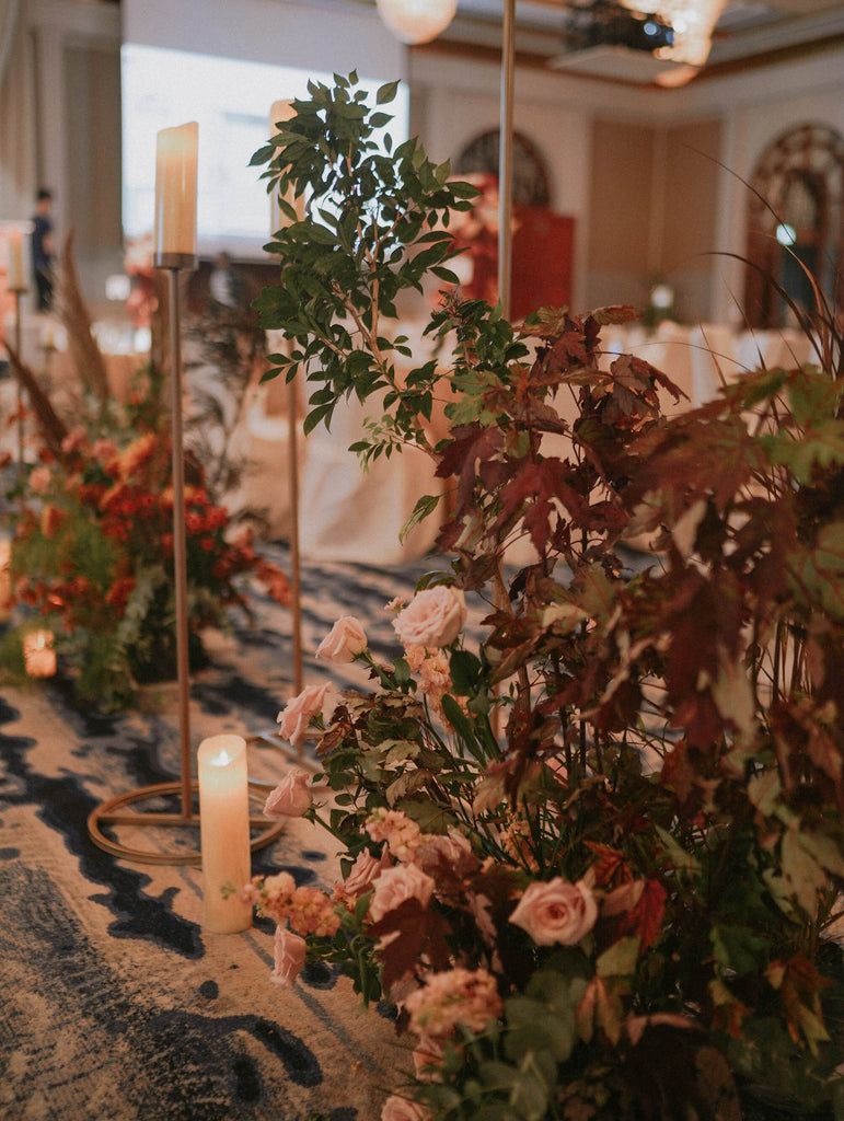 Autumn Garden Wedding at Four Seasons Hotel Aisle Floral Decor