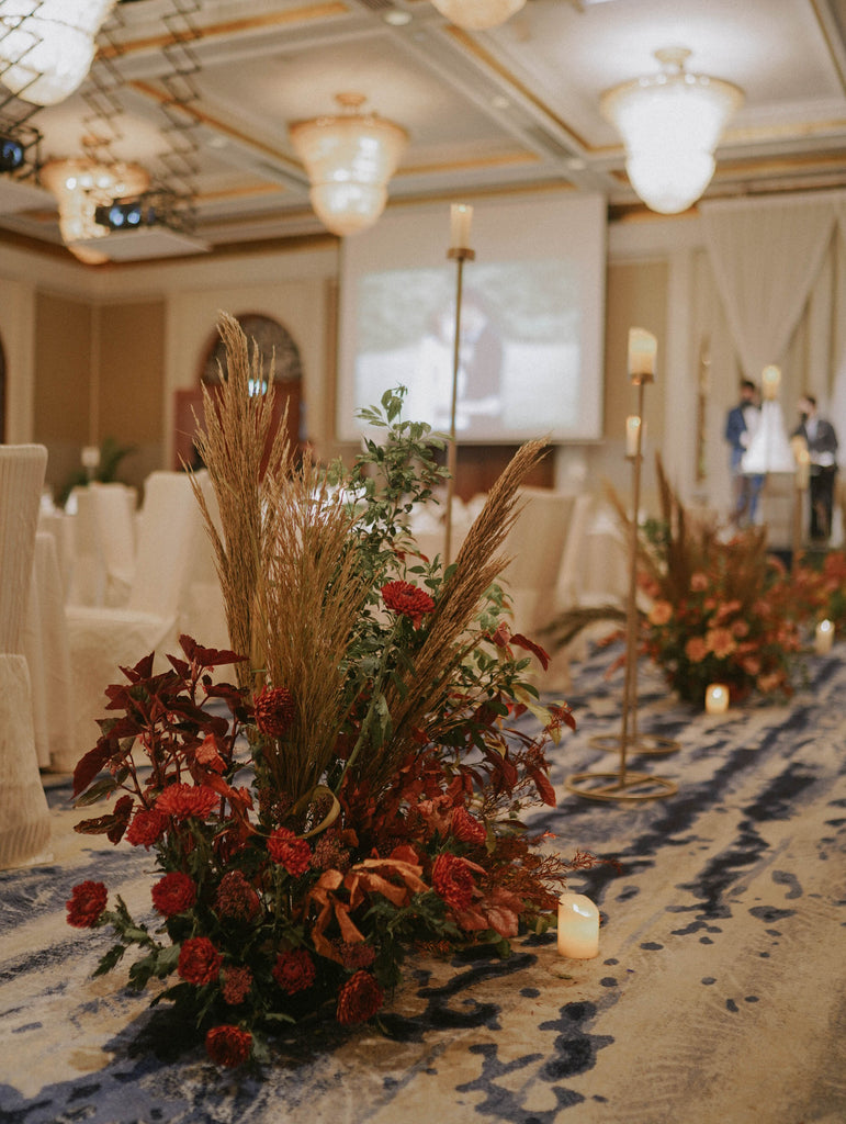 Autumn Garden Wedding at Four Seasons Hotel Aisle Floral Decor