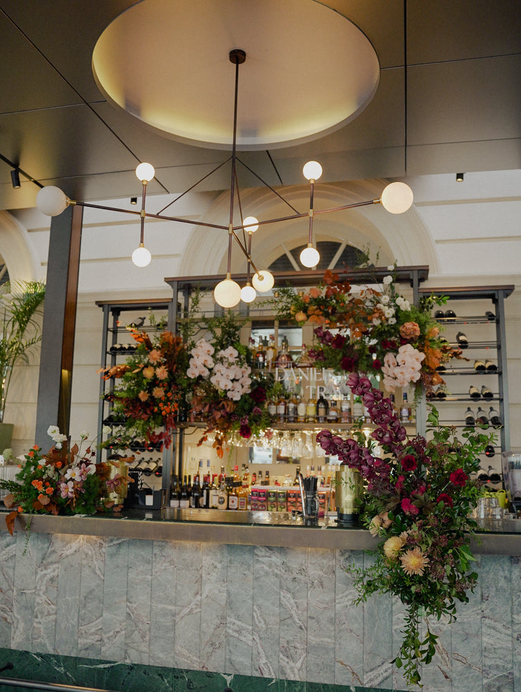 Autumnal Wedding Decoration at Bar Counter at Empress Singapore