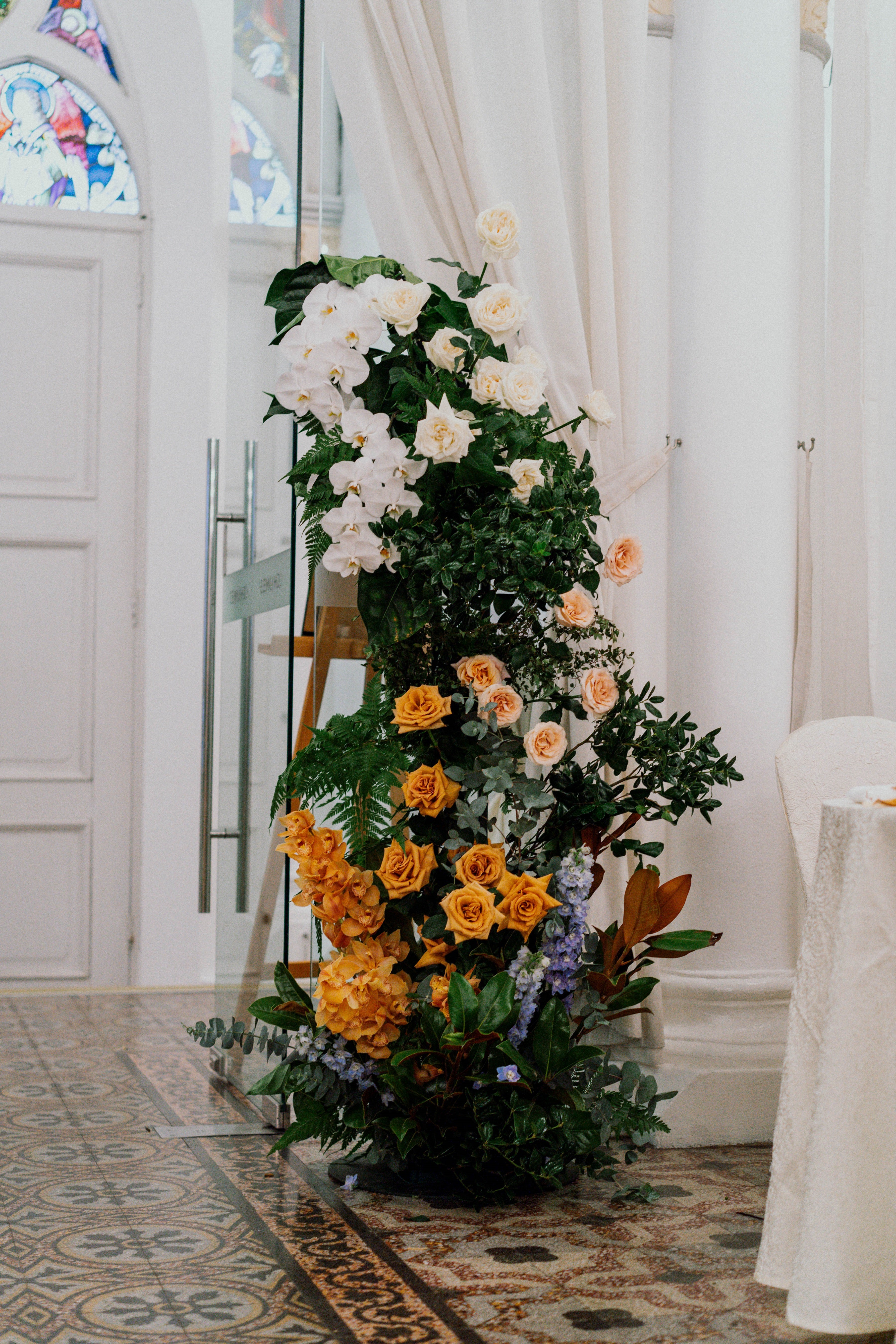 Wedding arch decor ideas CHIJMES Hall Singapore