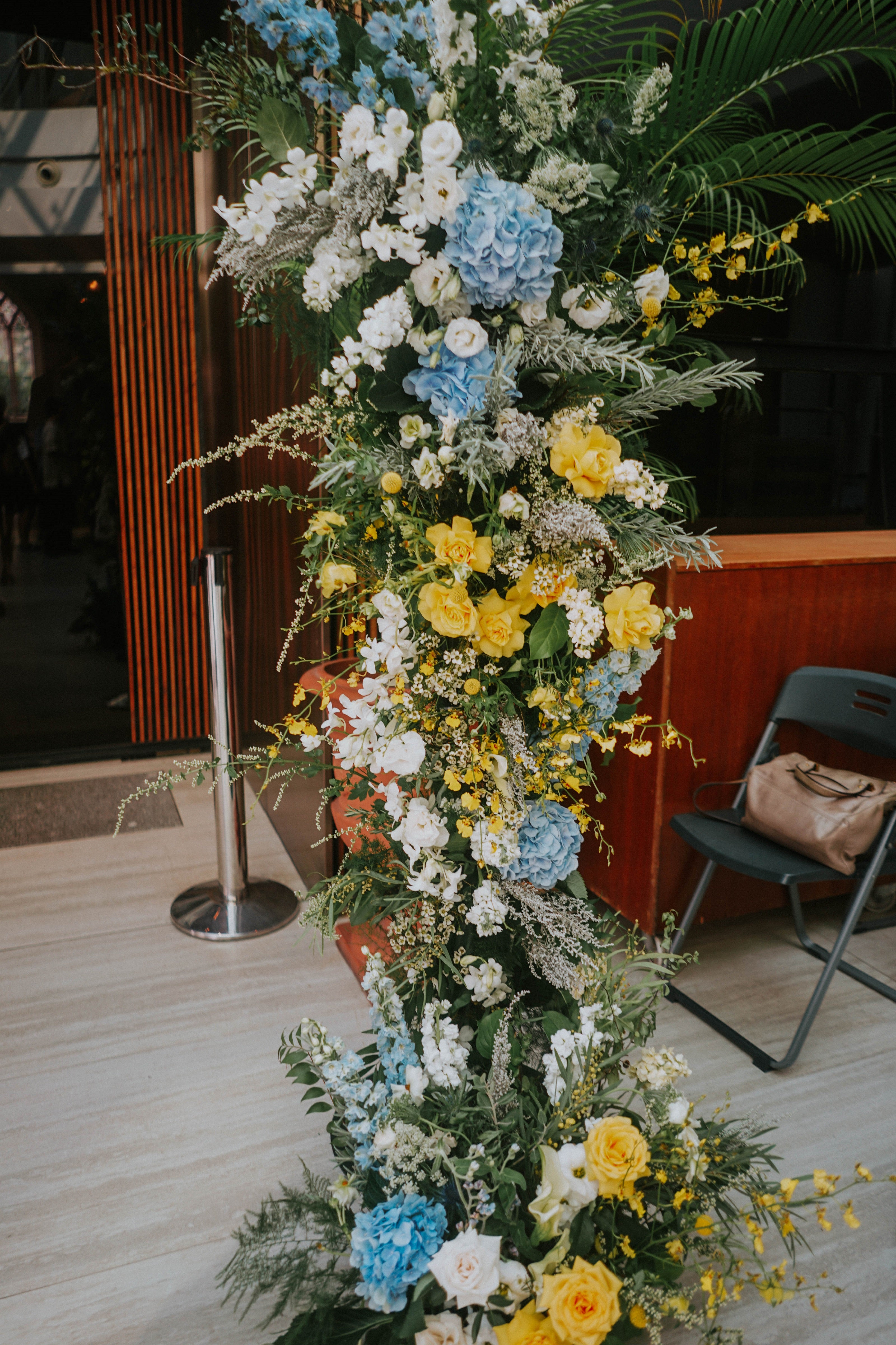 Floating flowers structure outside Wesley Methodist Church near Fort Canning Hill