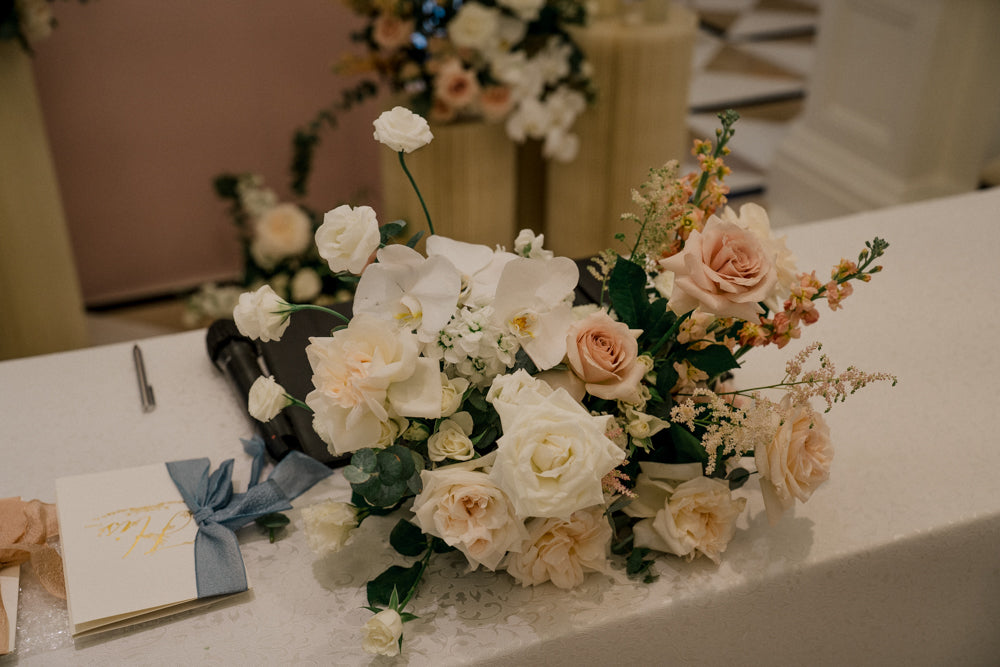 Solemnization Table Flower Centerpiece at Raffles Hotel