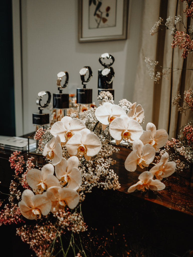 Ethereal Floral Installation for Longines Private Event @ Kempinski Hotel using Roses & Hydrangeas