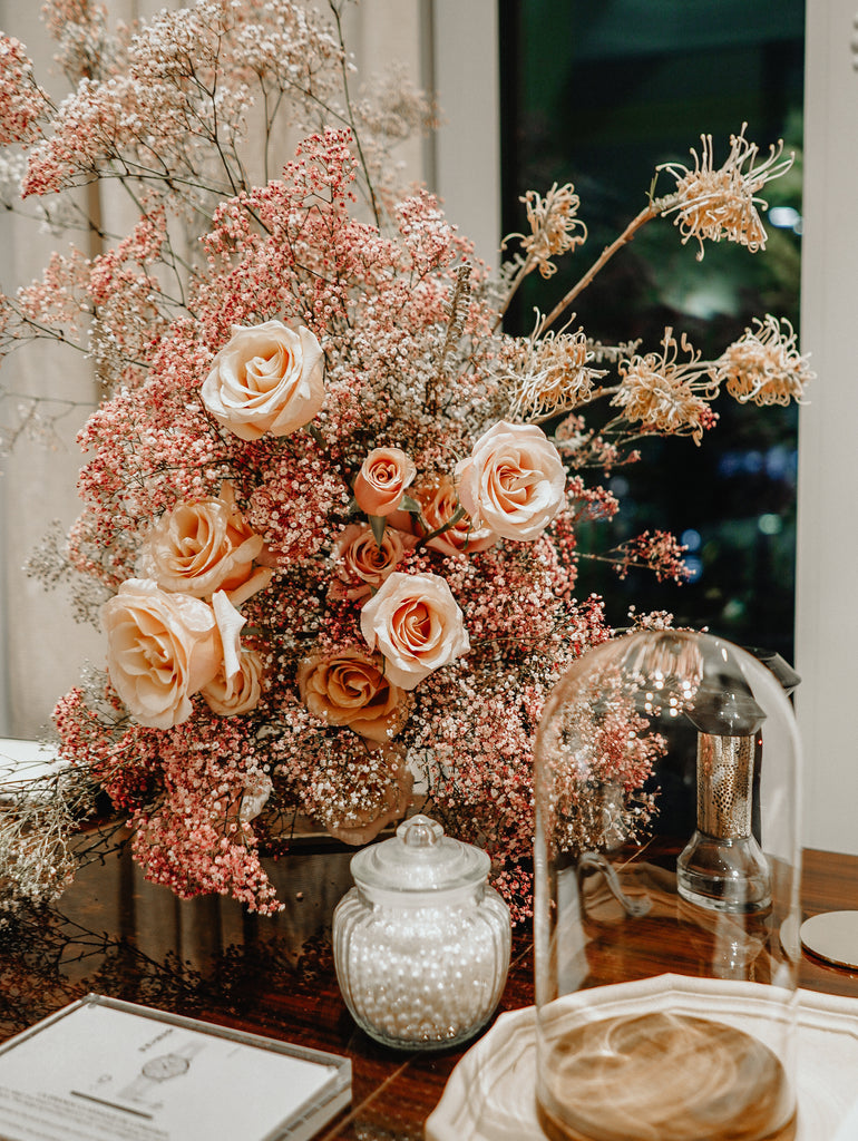 Ethereal Floral Installation for Longines Private Event @ Kempinski Hotel using Roses & Hydrangeas