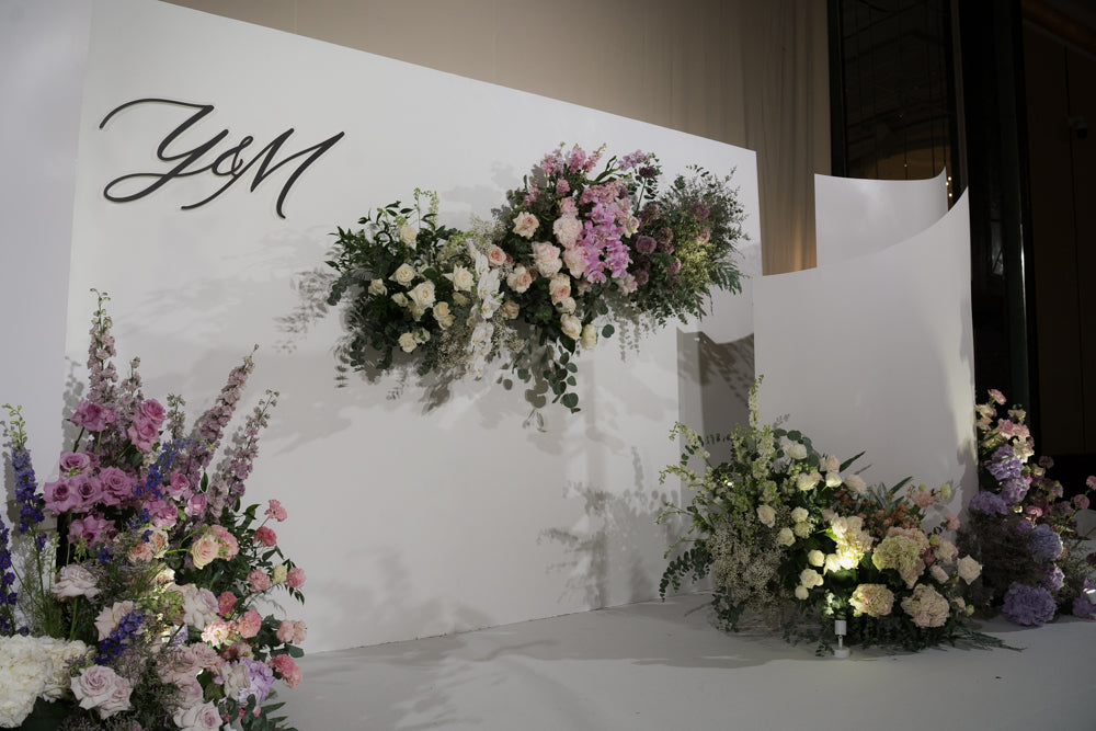 Wedding Stage Decoration Flower Backdrop at Shangrila Hotel