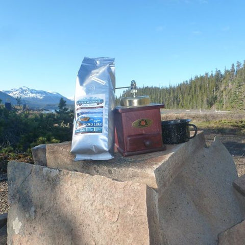 Atlin Mountain coffee roasters' Sloko loko at sloko inlet in Atlin, BC Northern BC, Yukon. 