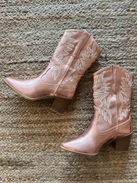 Kendra Rose Gold Cowboy Booties