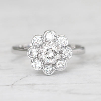 Vintage 0.78 Carat Brilliant Cut Diamond Daisy Cluster Ring