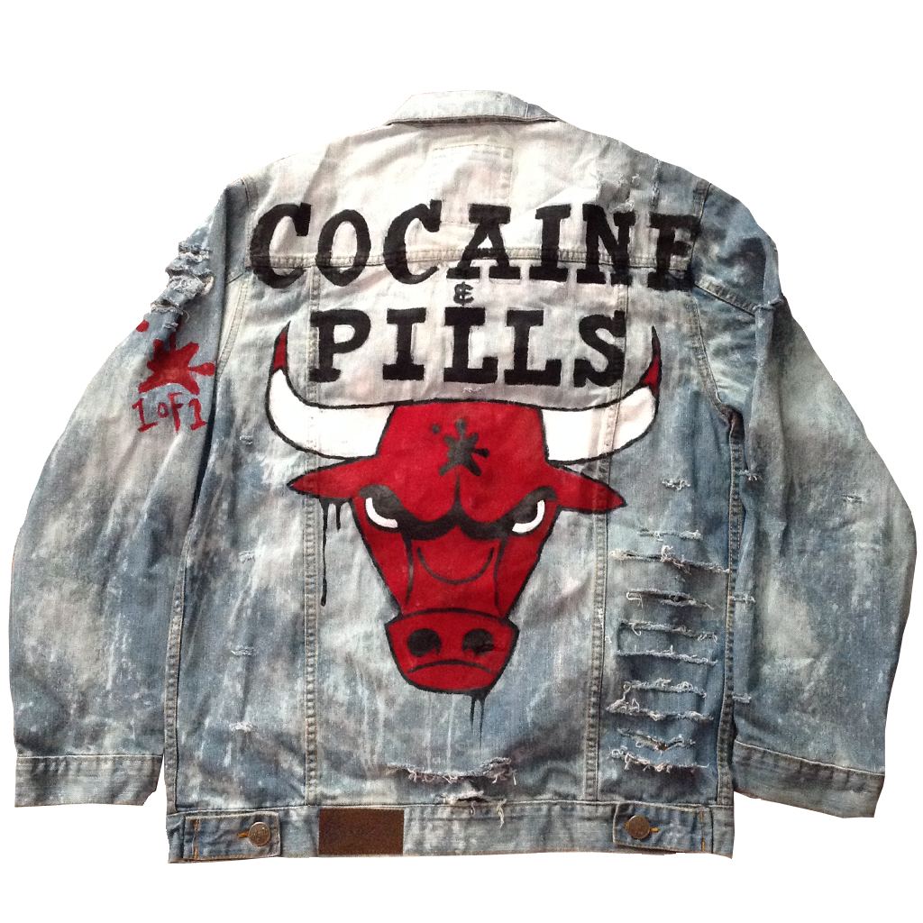 Custom Bull Coke & Pills Jean Jacket
