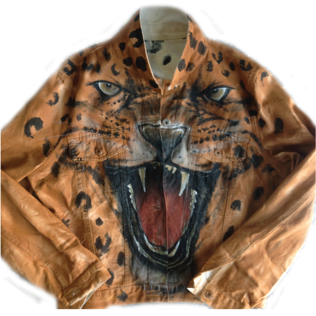 Custom painted Cheetah Face Jean Jacket