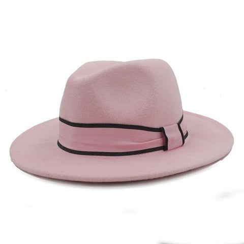 https://www.feathersofitaly.co.uk/collections/hats/products/womens-wool-fedora-hat-chapeu-feminino-cloche-wide-brim-jazz-church-homburg-sombrero-caps-pink-ribbon