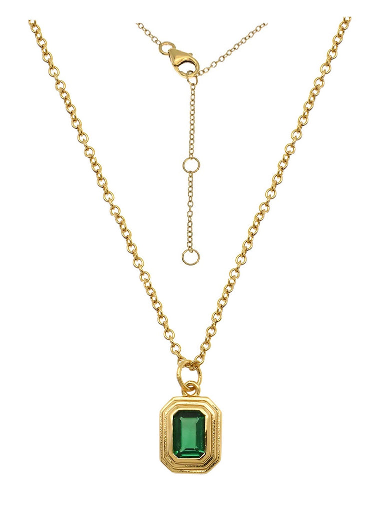 Ames Emerald Amulet Necklace in Gold | The Land of Salt