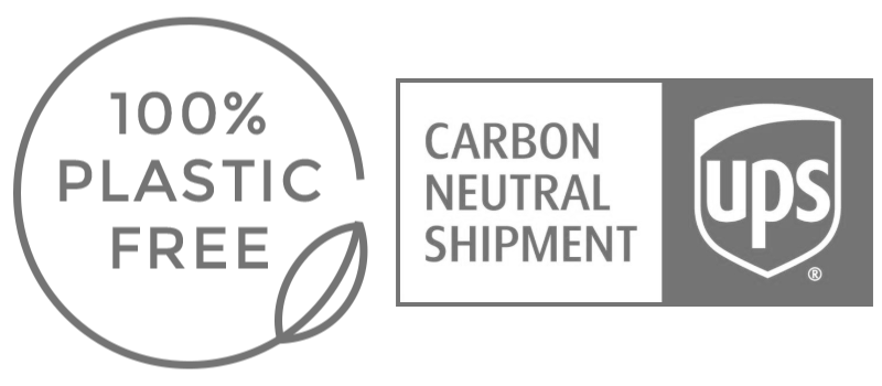 100% Plastic Free and UPS Carbon Neutral Icons