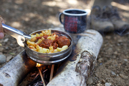 Stainless steel TriBento food container by ECOlunchbox for camping