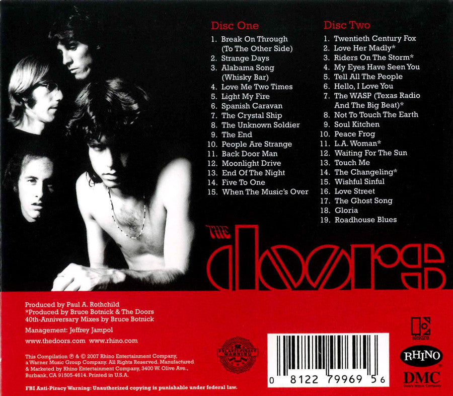 hun organiseren Ruwe slaap The Very Best of The Doors (w/ Bonus Tracks) [40th Anniversary - 2 CD] -  The Doors Official Online Store