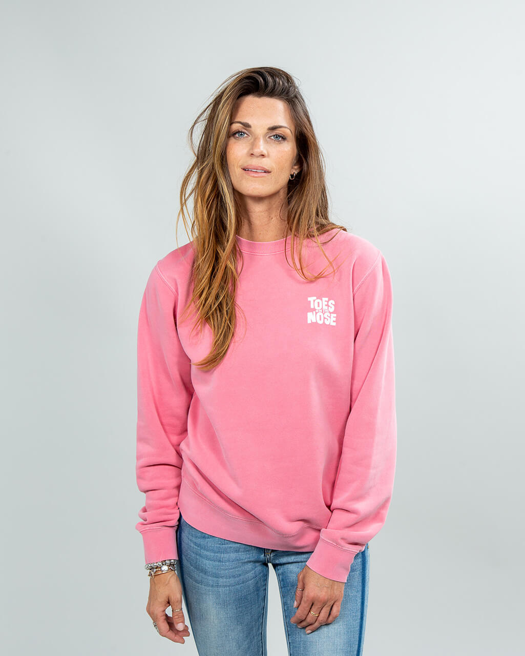 womens pink crew neck sweatshirt