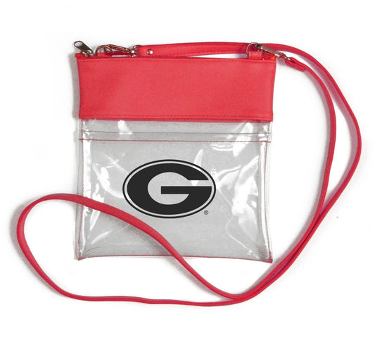 University Clear Purse with Reversible Patterned Shoulder Straps