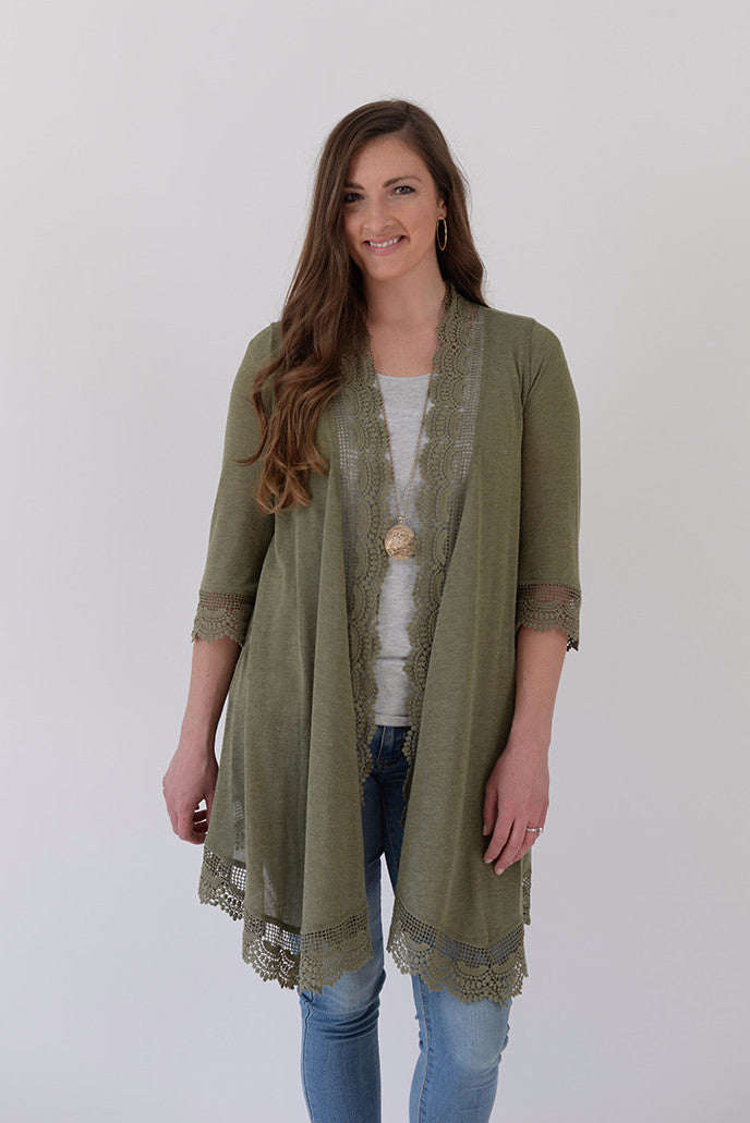 Crochet Lace Duster - Olive – Golden Lemon Boutique